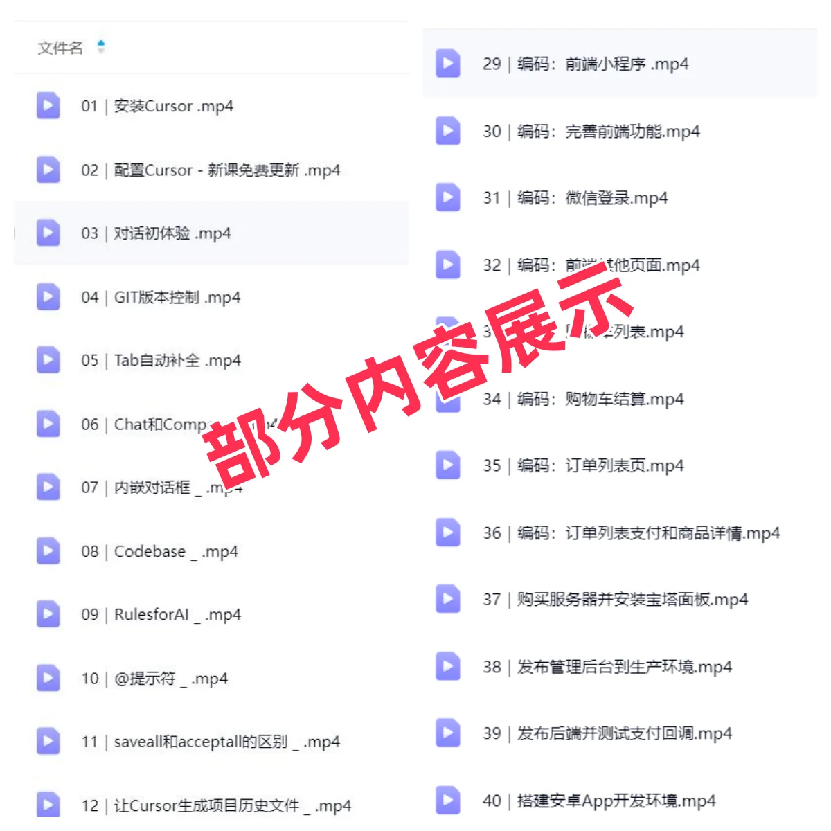 CursorAI编程0基础入门教程|AI代码编写与Agent开发实战视频课
-程序员丸子-分享优质资源
-第3
张图片